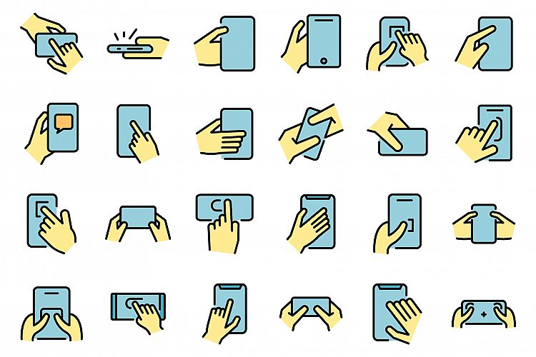Using smartphone icons set vector flat example image 1