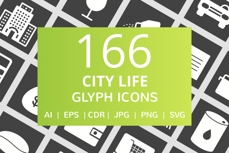 166 City Life Glyph Inverted Icons