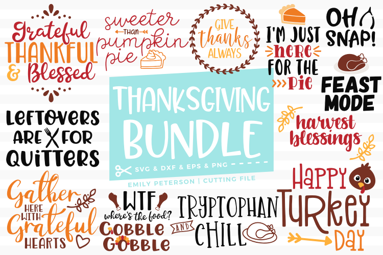 Thanksgiving Bundle 13 Designs SVG DXF EPS PNG