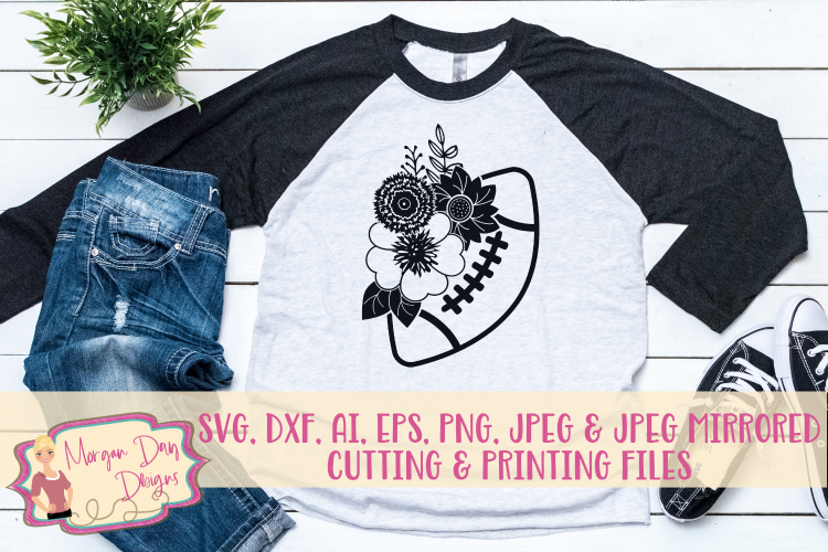 Floral Football SVG, DXF, AI, EPS, PNG, JPEG