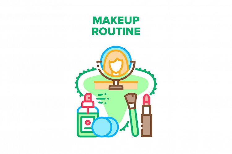 Makeup Routine Vector Concept Color Illustration