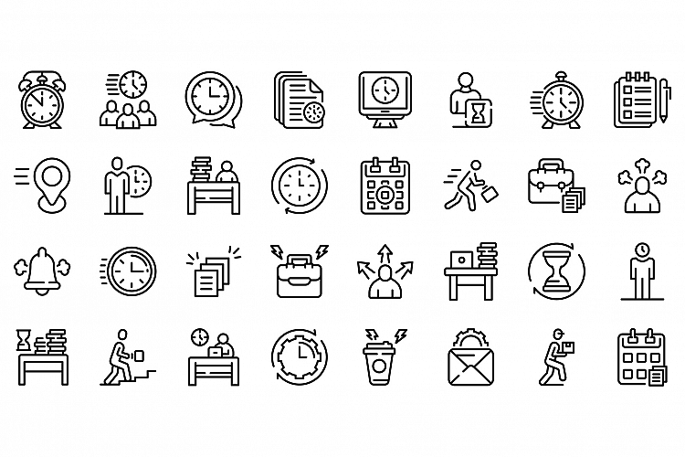 Rush job icons set, outline style example image 1
