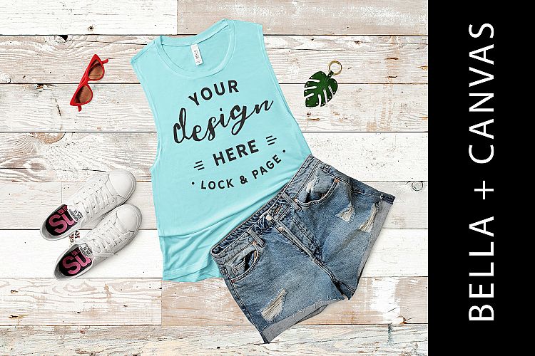 Teal Bella Canvas 8803 Tank Top Mockup Womens Beach Apparel