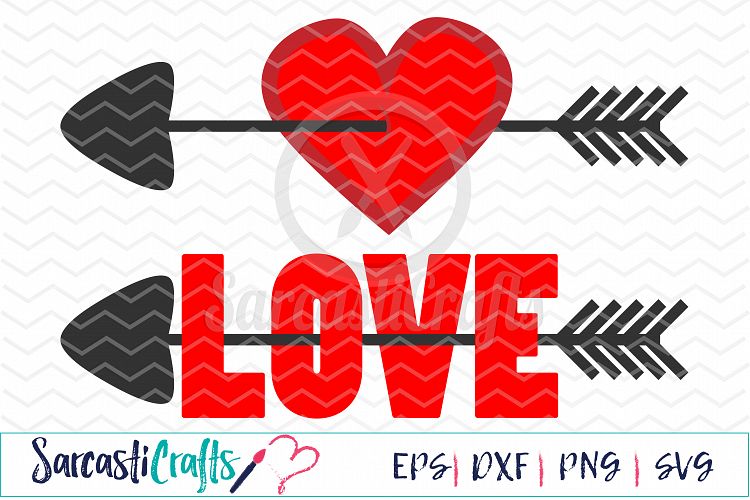 Love and Heart Arrows - Digital Printable - Cuttable File - Digital Download - SVG EPS PNG DXF 