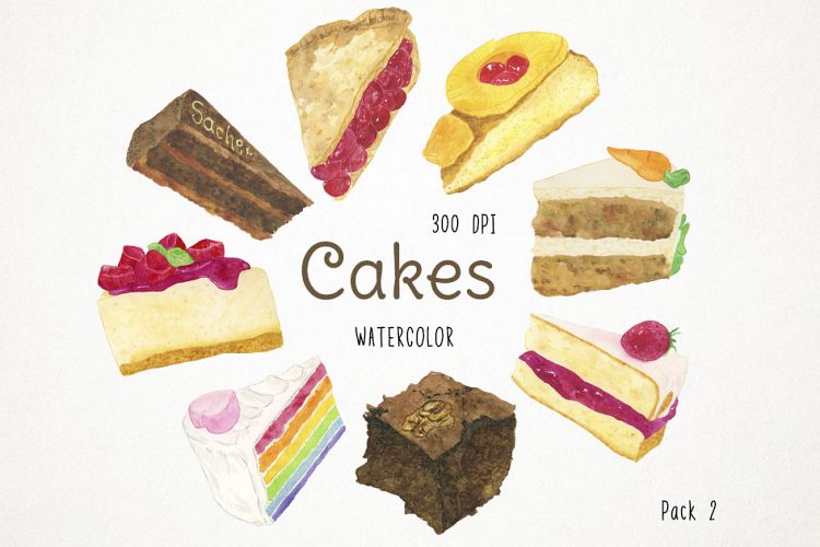 Watercolor Cake Clipart, Celebration Cake, Cake Clip Art
