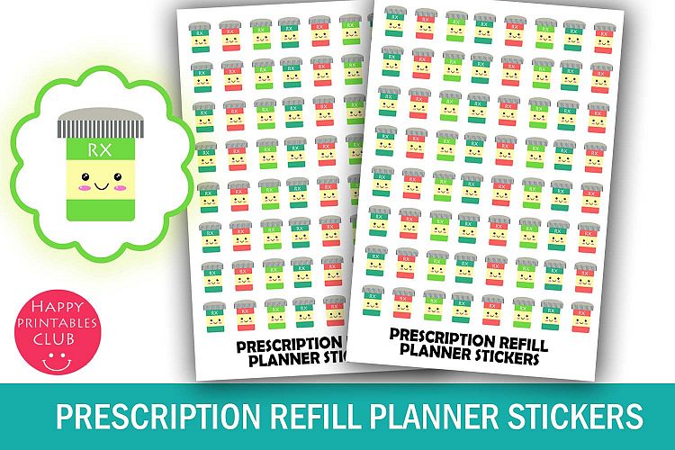 Prescription Refill Planner Stickers- Pills Bottle Stickers
