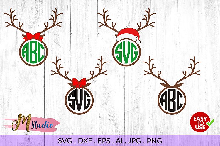 Reindeer antlers monogram svg, for Silhouette or Cricut.