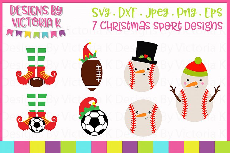 Christmas Sports, Baseball, Football, Soccer SVG Cut Files