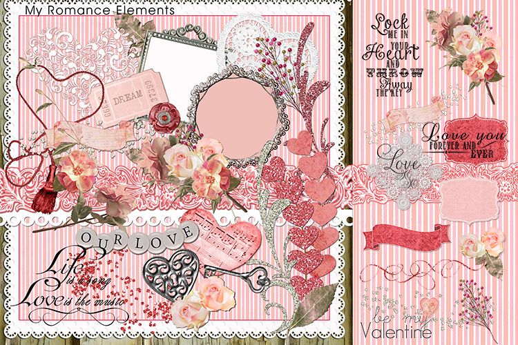 My Romance Clip Art & Element Pack- 49 Piece Set.