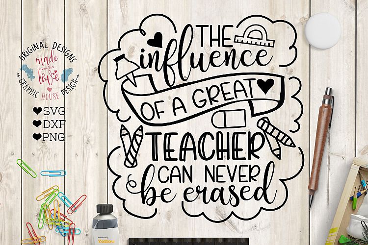 The influence of a Great Teacher can never be Erased Cut File and Printable