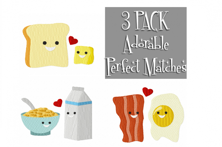 PERFECT Partners Multipack ~ 3 Machine Embroidery Designs to Suit 4 x 4 hoop - Instant Download