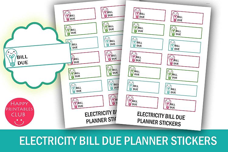Electricity Bill Due Planner Stickers- Bill Due Stickers