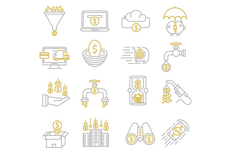 Money flow icons set