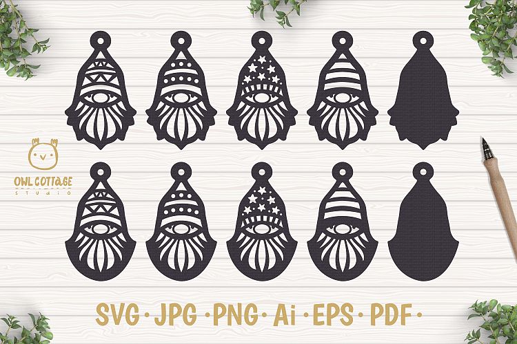 Download Free Svgs Download Gnomes Earrins Template Set Svg Gnome Clipart Tomte Free Design Resources