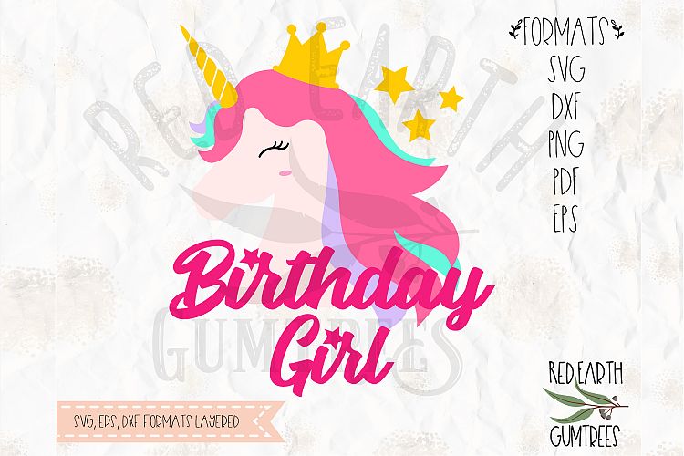 Unicorn birthday girl, Unicorn in SVG,DXF,PNG, EPS formats
