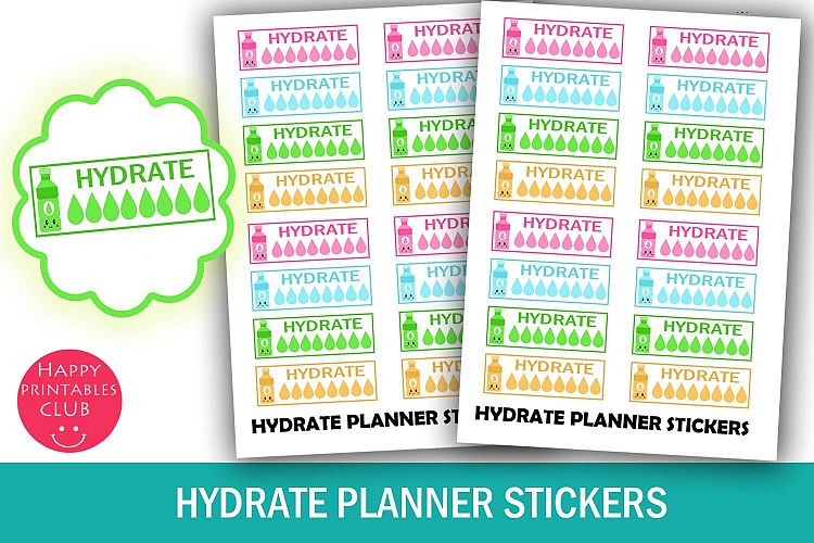 Hydrate Planner Stickers- Hydration Tracker Stickers-Kawaii