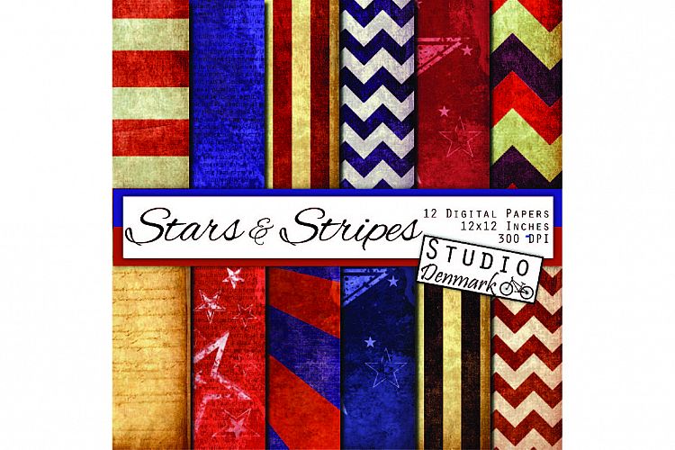 Stars and Stripes Digital Paper - 12 Designs