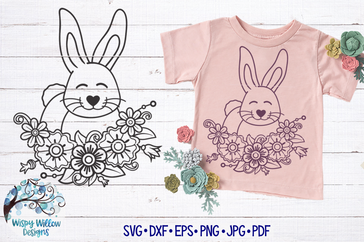 Download Easter Rabbit in Flowers SVG | Floral Bunny SVG Cut