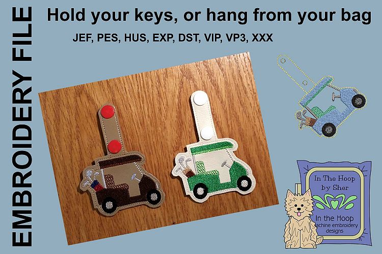ITH Golf Cart Key Fob - Embroidery Design