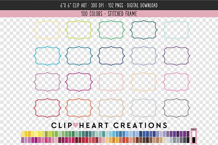 Stitched Bracket Frames Clip Art - 100 Clip Art Graphics