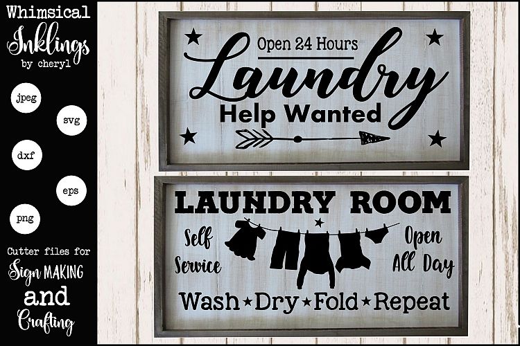 Self Service Laundry Room SVG Set (149371) | SVGs | Design Bundles