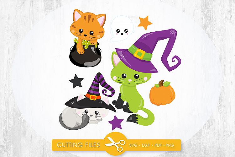 Witchy Poo Kitties cutting files svg, dxf, pdf, eps included - cut files for cricut and silhouette - Cutting Files SG