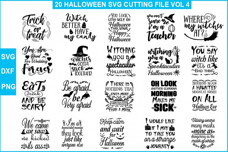20 Halloween Quote SVG Design Bundle Vol 4.