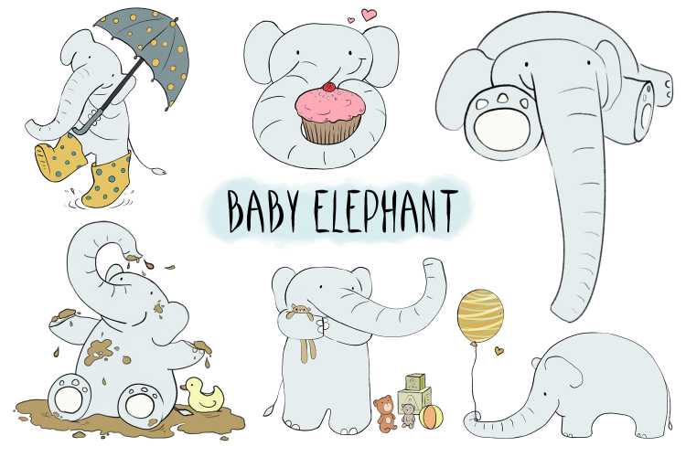 Baby Elephant | CLIP ART illustrations | PNG/JPEG