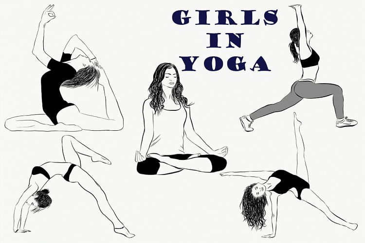 Yoga Poses Collection. Girls in practice