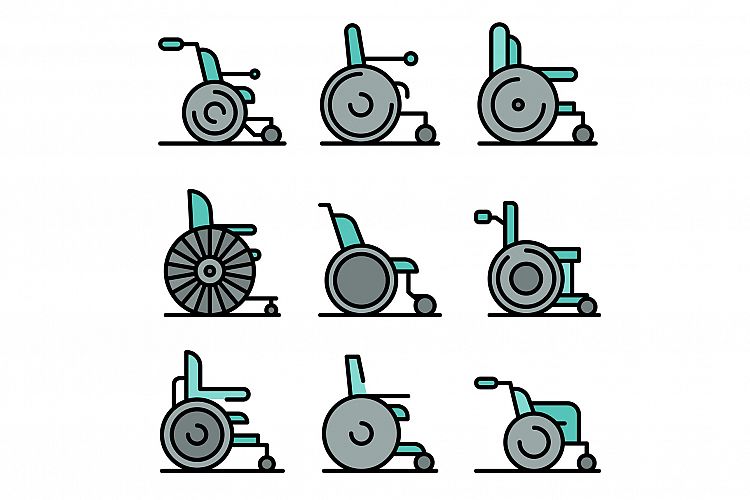 Wheelchair icons vector flat example image 1