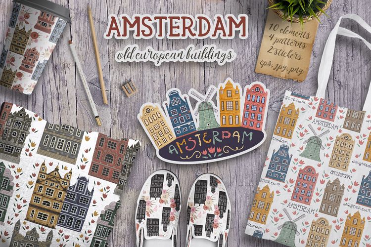 Amsterdam buildings set