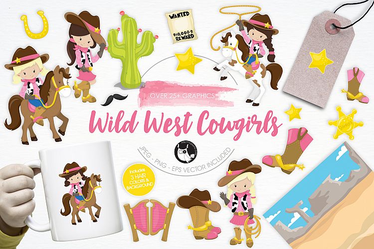 Wild West Cowgirls graphics and illustrations