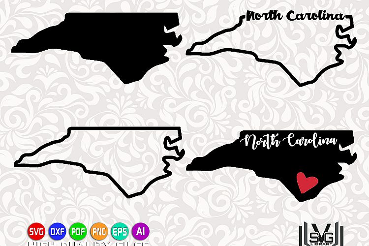North Carolina Designs SVG - North Carolina state svg - North carolina outline svg - North carolina decal designs - Cricut files - Silhouette files