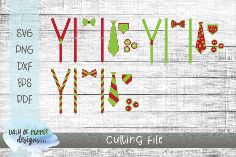 Christmas Suspenders & Bow Tie SVG - Christmas SVG