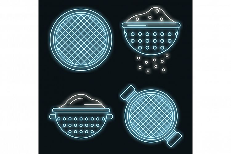 Sieve icons set vector neon example image 1