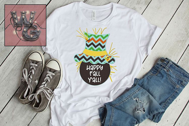 Scarecrow Monogram Happy Fall Yall SVG DXF PNG EPS JPG