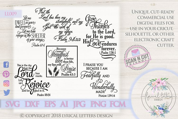 Psalm Scripture Bundle of 6 SVG DXF Cut Files LL009