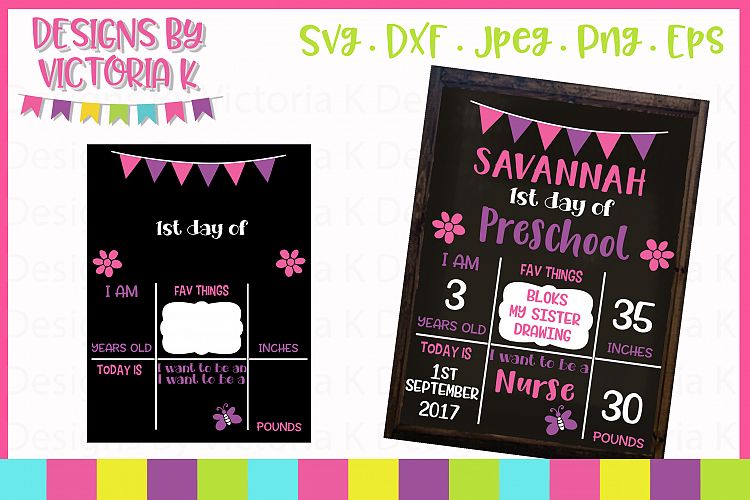 First day of school board, chalkboard style SVG Cut File