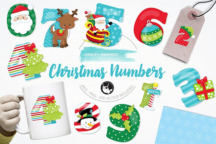 Christmas Numbers graphics and illustrations