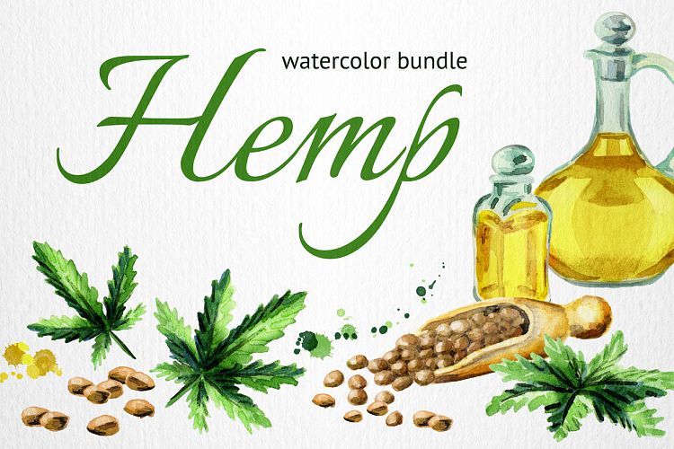 HEMP bundle. Hand painted watercolor