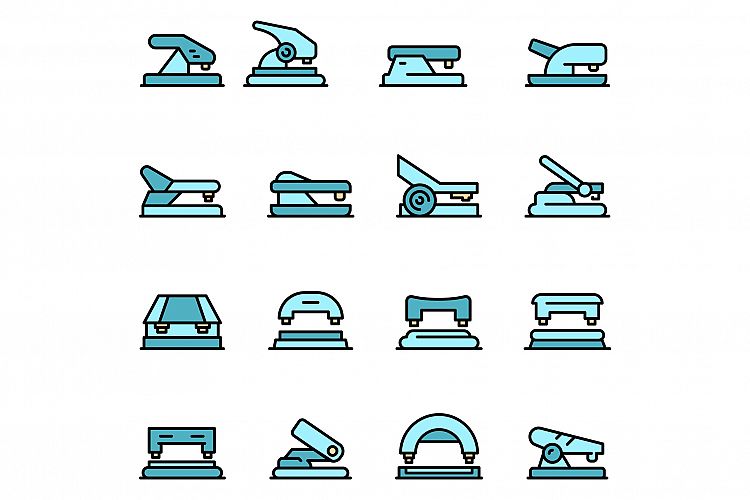 Hole puncher icons set vector flat