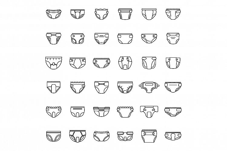 Soft diaper icons set, outline style example image 1