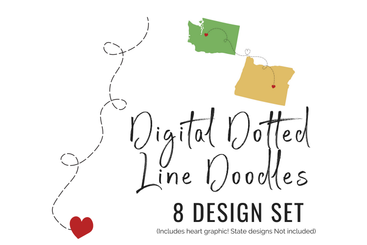 Dotted Line Doodles 8 design set heart
