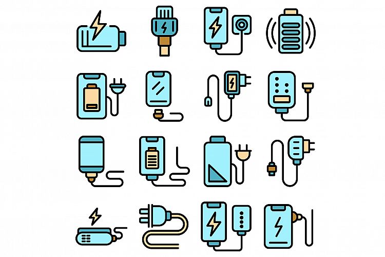 Charger icons set vector flat example image 1