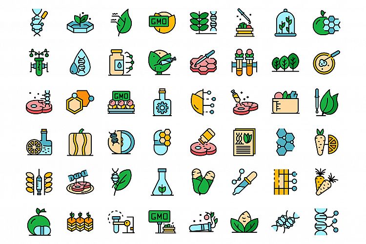 Gmo food icons set vector flat example image 1