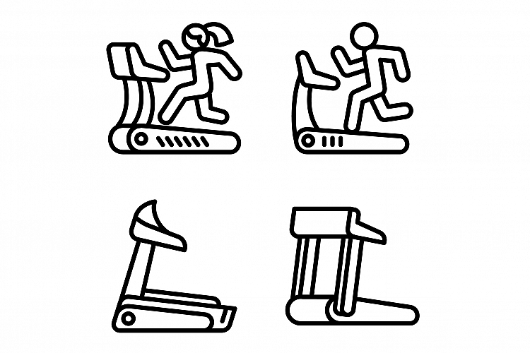 Treadmill icons set, outline style example image 1