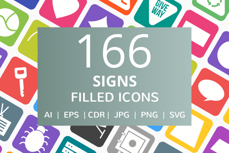 166 Sign Filled Round Corner Icons