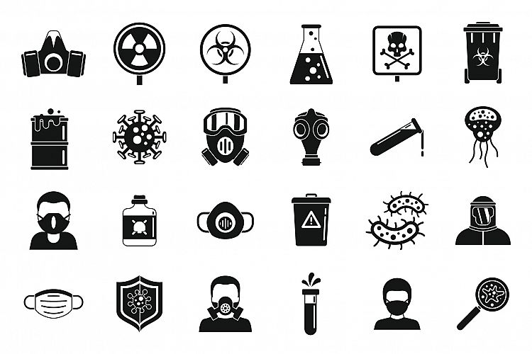 Biohazard toxic icons set, simple style example image 1