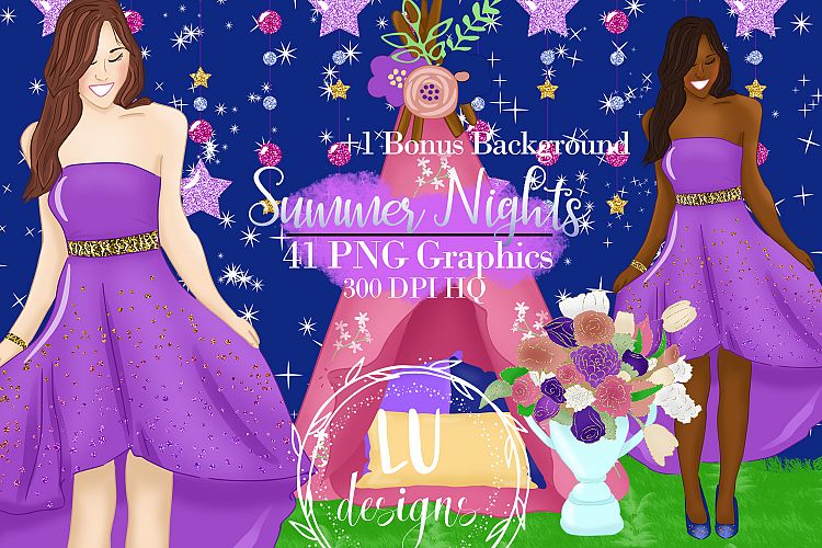 Summer Nights Clipart, Summer Graphics, Outdoor Clipart