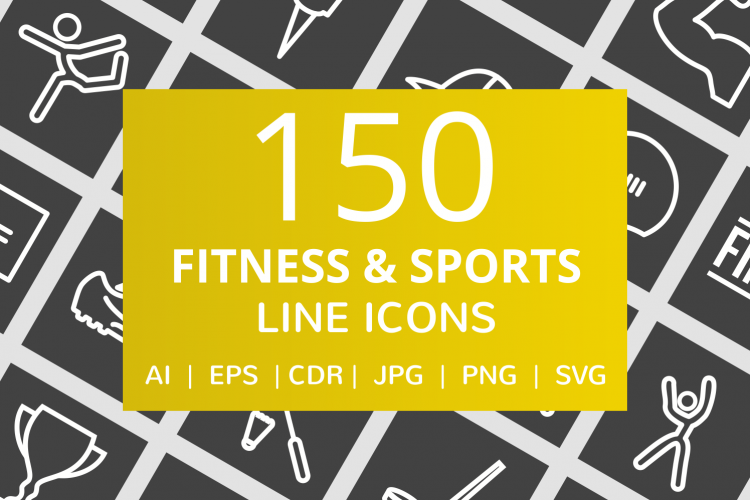 150 Fitness   Sports Line Inverted Icons